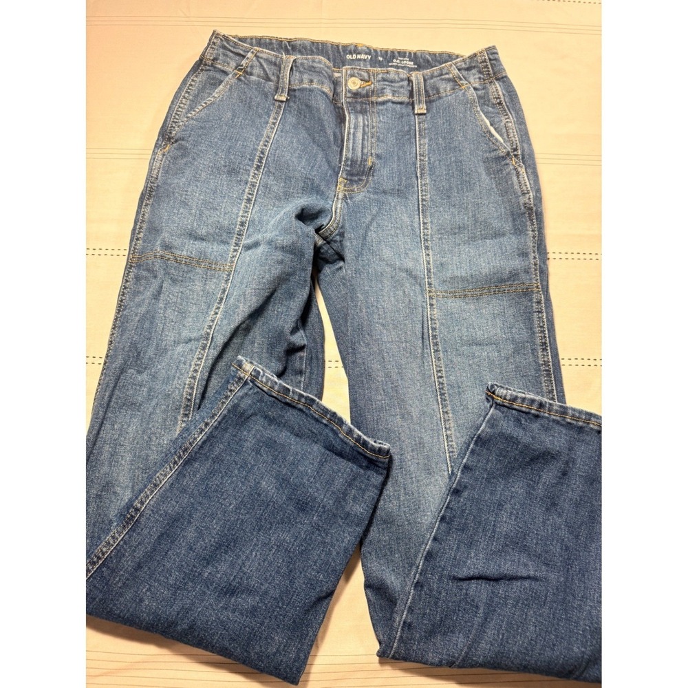 Axist Jeans Womens Medium Wash Front Seam Loose Straight Leg Denim Pants Size 10